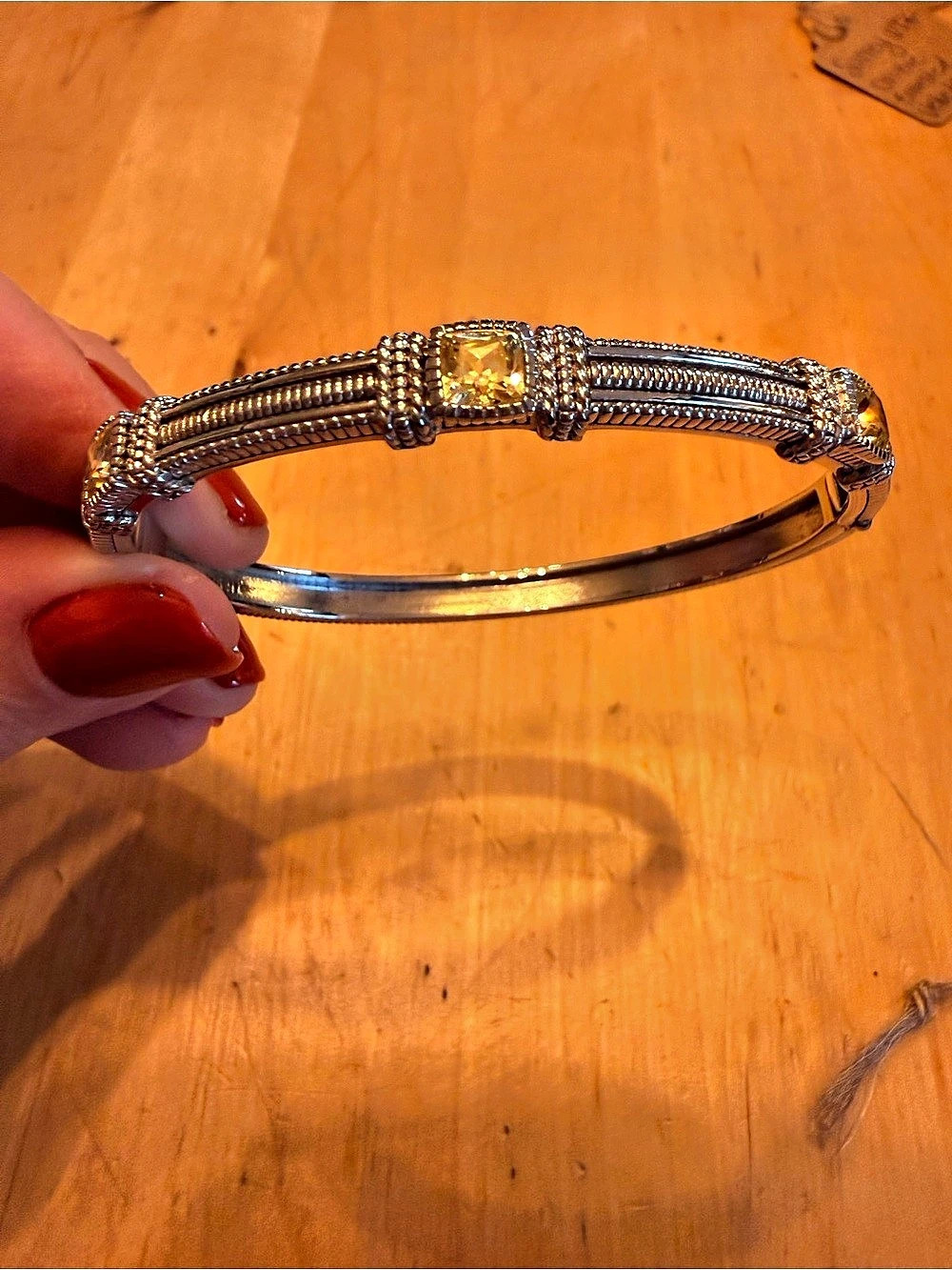 Judith Ripka Two-Tone Crystal Accent Bangle